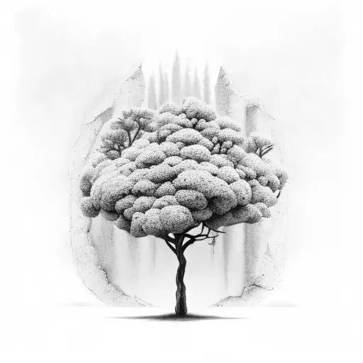 Tree growing out of crack in concrete tattoo design idea