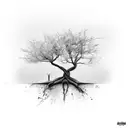 Tree growing out of crack in concrete tattoo design idea