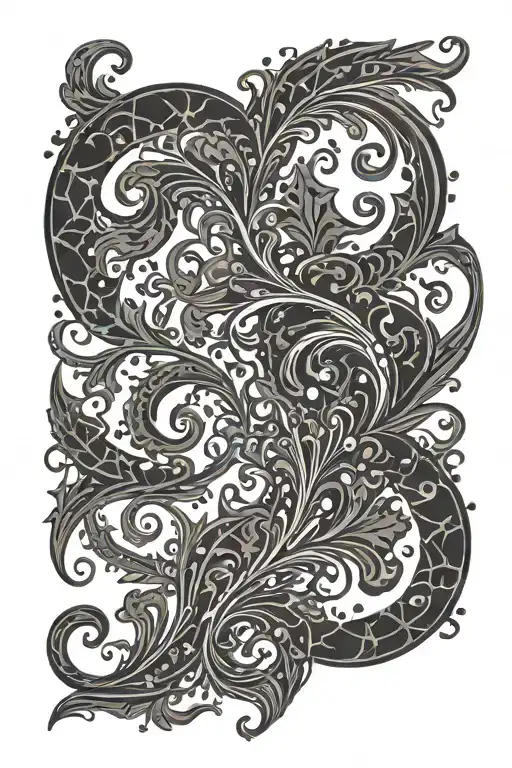 hellish grunge flourish pattern tattoo design idea