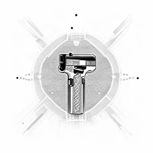 a glock with thug lettering on it tattoo design idea