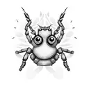 small spiders with sharp, dagger-shaped legs and eyes all over their bodies tattoo design idea