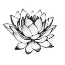 A black and grey sketch of a lotus flower blooming from a closed bud tattoo design idea