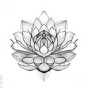 A black and grey sketch of a lotus flower blooming from a closed bud tattoo design idea