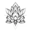 A black and grey sketch of a lotus flower blooming from a closed bud tattoo design idea