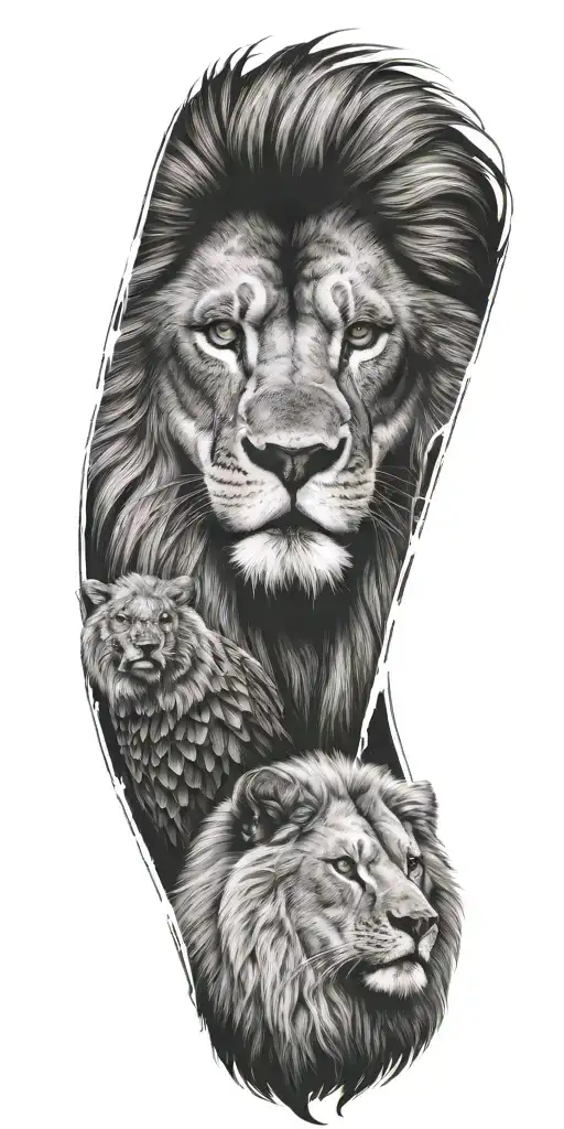 lion eagle wolf  tattoo design idea