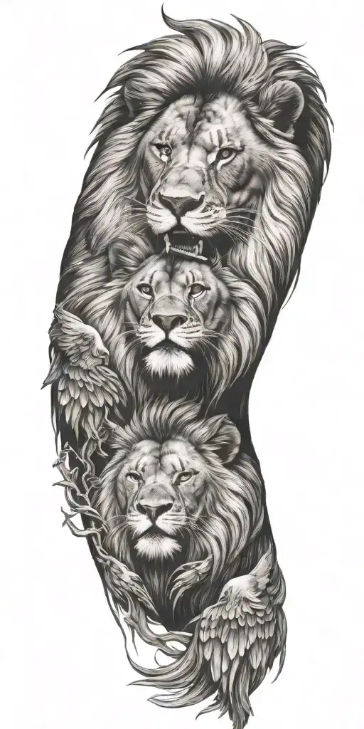 lion with a eagle fighting tattoo design idea