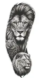 lion eagle wolf  tattoo design idea