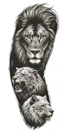 lion eagle wolf  tattoo design idea