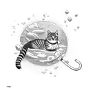 a cat with oxygentank under water working for navy seals tattoo design idea