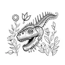 Carnotaurus sourrounded by flowers tattoo design idea