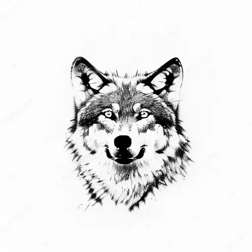 wolf barking mountain blossom trees  tattoo design idea