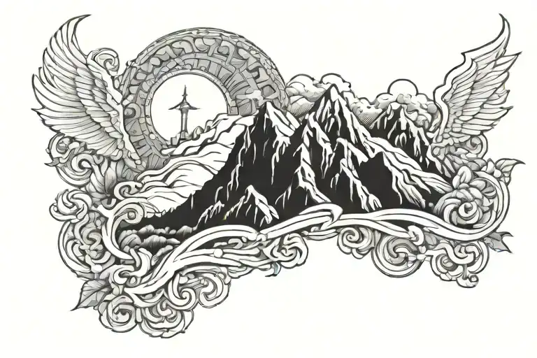mount olympus  tattoo design idea