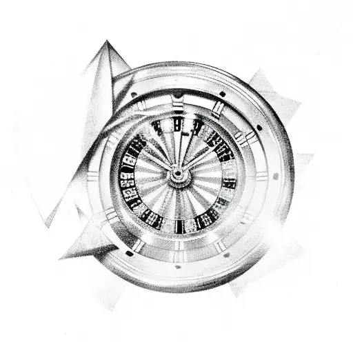 roulette and clock and a skull nothing lasts forever  tattoo design idea