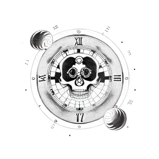 roulette with clock and a skull nothing lasts forever  tattoo design idea