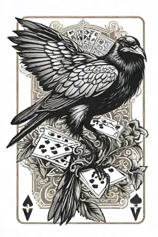 Baltimore Raven featuring playing cards tattoo design idea