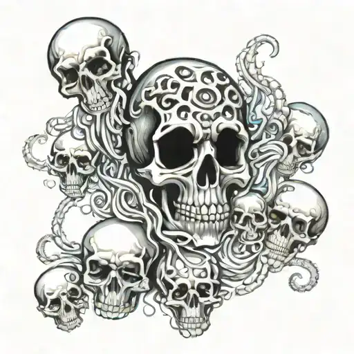 skulls and jellyfish tattoo design idea