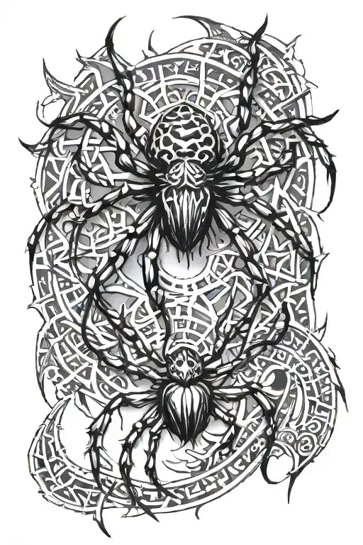 spiders and tribal tattoo tattoo design idea