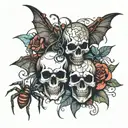 skulls and spiders tattoo design idea