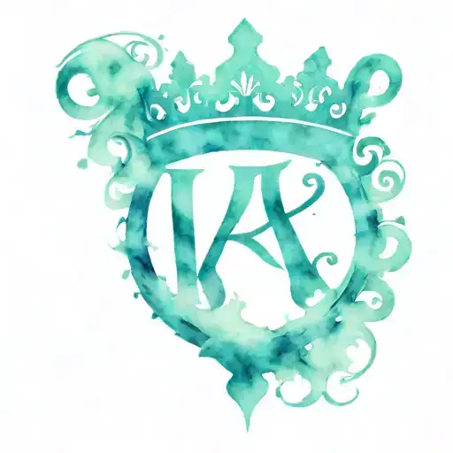 Initials K K with a crown and a love heart  tattoo design idea