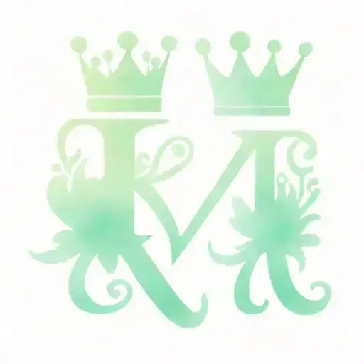 Initials K K clearly printed with a crown and a love heart  tattoo design idea