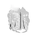 A trail winding through a dense forest with a silhouette of a DJ mixing music at the end tattoo design idea