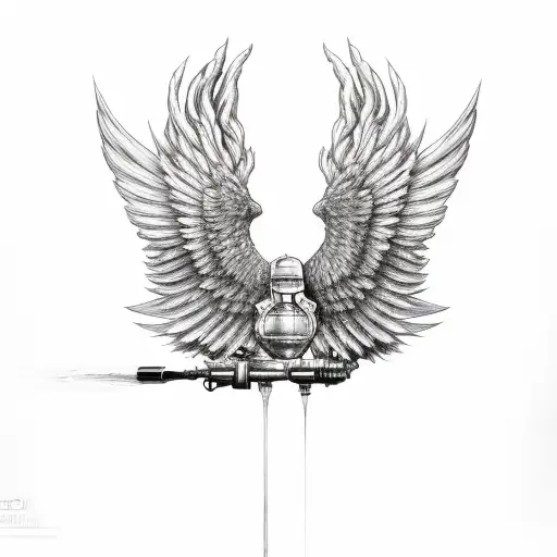 Wings with grenade tattoo design idea
