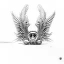 Wings with grenade tattoo design idea