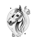 horse playing the banjo tattoo design idea