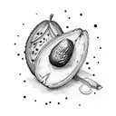 chef knife avocado tattoo design idea