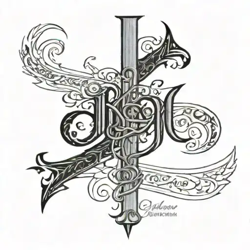liguori text written vertically down tricep tattoo design idea