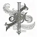 liguori text written vertically down tricep tattoo design idea