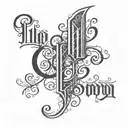 liguori text written vertically down tricep tattoo design idea