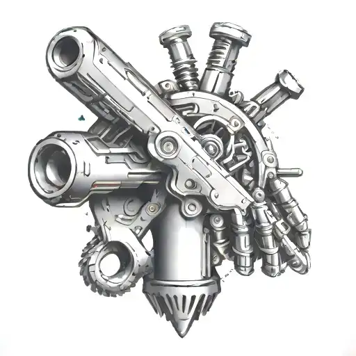 A robotic arm holding a wrench, representing the client's skills in both mechanics and leadership tattoo design idea