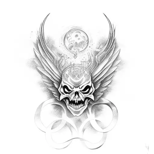 Cuervo luna demonio tattoo design idea