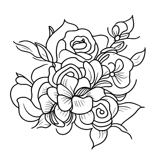 ramo floral tattoo design idea