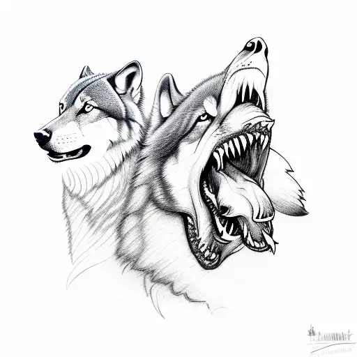 Wolf with teeth  tattoo design idea