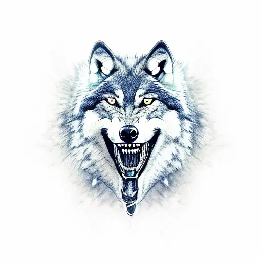 Wolf with teeth  tattoo design idea