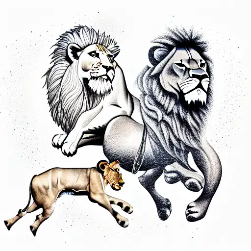 bull with Sagittarius sister and a lion brother   tattoo design idea