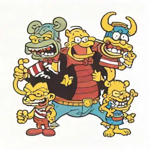 Bart Simpson, Tazmanian devil, popeye, beetle juice, tattoo design idea