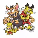 Bart Simpson, Tazmanian devil, popeye, beetle juice, tattoo design idea