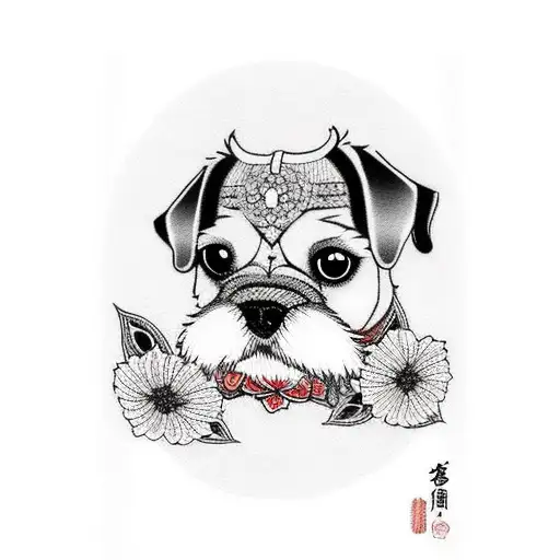 Foxterrier and pug tattoo design idea