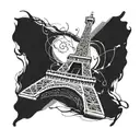 Eiffel tower made from baguettes and croissants tattoo design idea