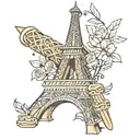 Eiffel tower made from baguettes and croissants tattoo design idea
