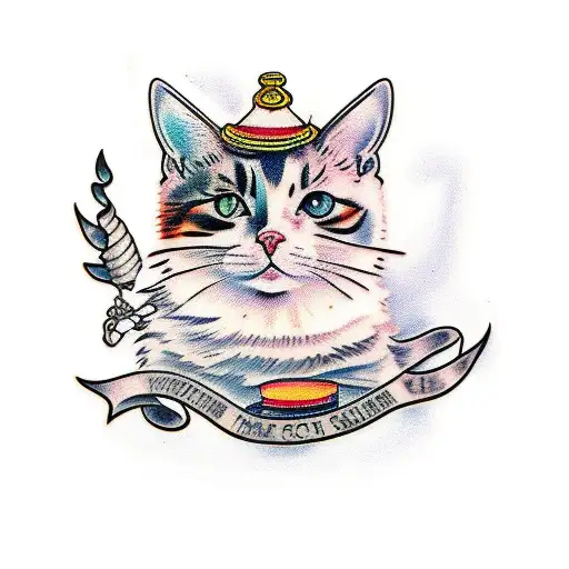 calico cat tattoo design idea
