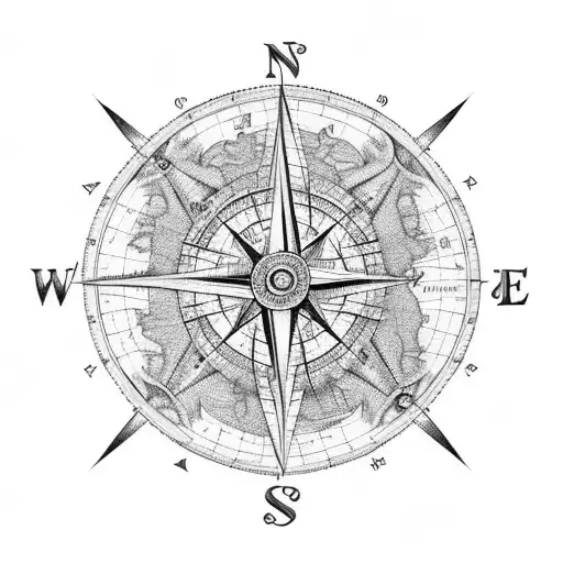 old map with a compass and krakken tenticles full sleeve tattoo design idea