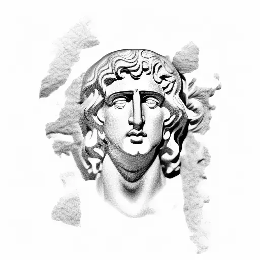 Alexander the great statue face  tattoo design idea