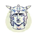 Alexander the great statue face tattoo design idea