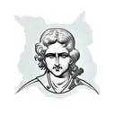 Alexander the great statue face tattoo design idea