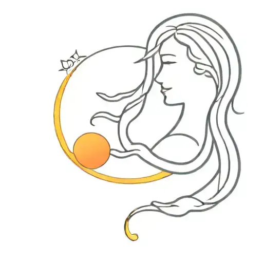 Aquarius, love sunset and night sky tattoo design idea