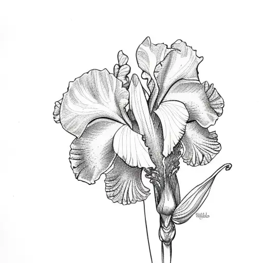 Iris japônica colorida  com frase  tattoo design idea